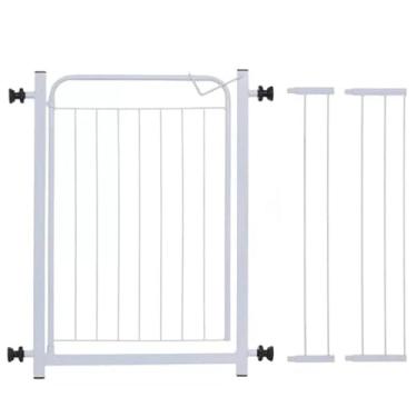 Imagem de Portão Pet Grade Para Cachorro Cercado De Proteção(Branco 78cm A 113cm)
