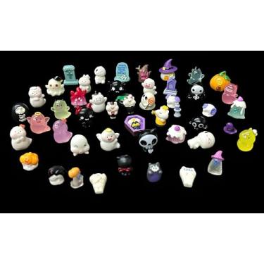 Imagem de Mini enfeites de resina, conjunto de estatuetas em miniatura fofas de Halloween, enfeites para fazer garrafas de aquário faça você mesmo, decoração de artesanato, 50 peças