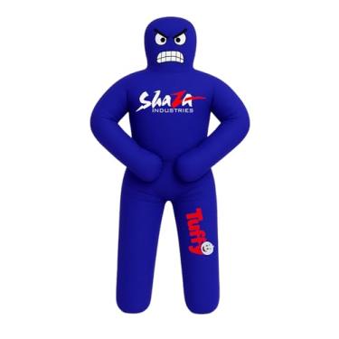 Imagem de Shaza Toffy Youth Wrestling Dummy, parceiro de treinamento de lona não preenchida, equipamento de treino de combate infantil (azul)