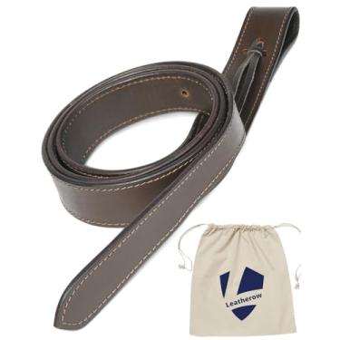 Imagem de Leatherow Alça de amarração Latigo Leather Saddle Cinch - Alça de sela ocidental - Cinch de couro - Acessórios de circunferência de cavalo (marrom, 72 polegadas (1,5 polegadas de largura))