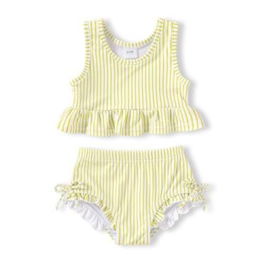 Imagem de Biquíni listrado para meninas HAPPYMA amarelo 18-24M