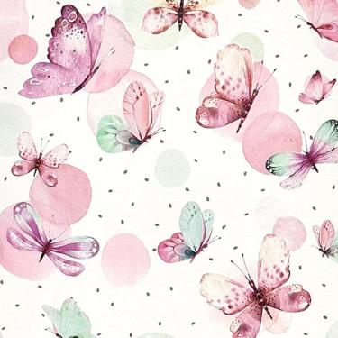 Imagem de Papel de parede autoadesivo borboletas coloridas em aquarela 45x500