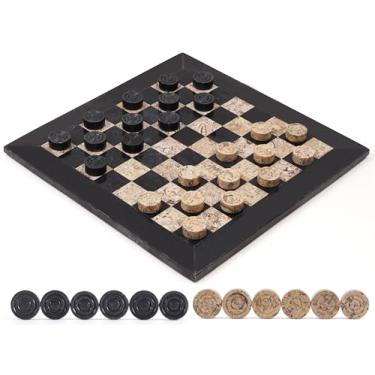 Imagem de Radicaln Marble Checker Set 15" Inches Black and Coral Handmade Draughts Checker Pieces for Outdoor Game, Ideal Chess and Checker Board Game for Adults