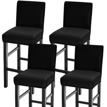 Imagem de GOSTADY Conjunto de 4 capas de banco de bar, à prova d'água, capas de assento para banco de bar, com altura elástica, para cadeira alta de pub com encosto, capas de cadeira de bar para cozinha, sala