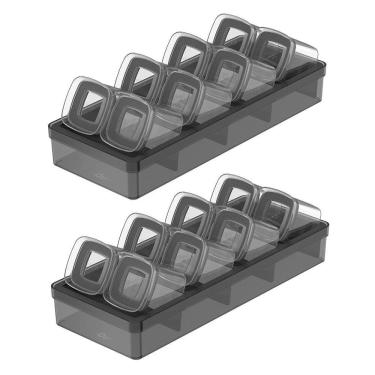 Imagem de Kit 2 Organizadores Clear + 16 Potes Herméticos 150Ml - Fume