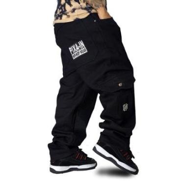 Imagem de Calça Jeans Cargo Pixain Hip Hop Placa Black PIX-260-Masculino