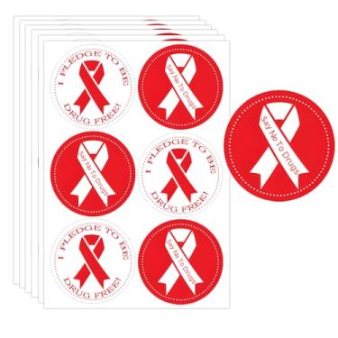 Imagem de Diga não às drogas adesivos de fita vermelha de 5 cm adesivo de conscientização sem drogas para a semana da fita vermelha, eventos escolares, campanhas antidrogas, grupos de apoio e arrecadação de