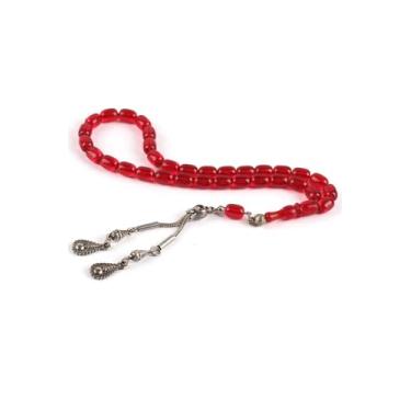 Imagem de Rosário âmbar vermelho série Cinch com corte de cápsula de borla de metal