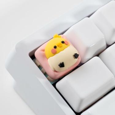 Imagem de ULTRAEQUIP Teclado artesanal Parrot Artisan, resina multicolorida, tamanho 1U, compatível com switch MX, substituição de chave de escape de teclado mecânico personalizado (base rosa papagaio)