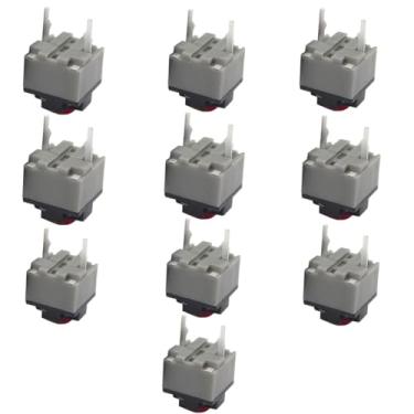 Imagem de 10 peças botão mudo 6 x 6 x 7,3 mm botão quadrado interruptor silencioso micro 10 milhões de mouse micro interruptores industriais (cinza, preto, vermelho