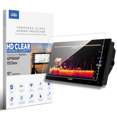 Imagem de INNOSURE Protetor de tela de vidro temperado premium projetado para Garmin GPSMAP 1553xsv Ultrawide Marine Chartplotter 15 polegadas tela sensível ao toque 9H antiarranhões (HD Clear)