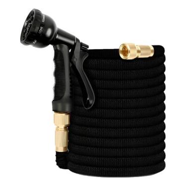 Imagem de Mangueira 30 Metros Retrátil Flexível Expansível Reforçada Preto - Mir