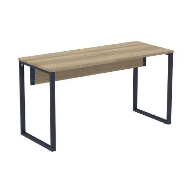 Imagem de Mesa Escritório P25 Tub Pandin 134 Cm (larg) Tampo Mdp Noce Naturalle Pé Aço Tubular Azul Del Rey