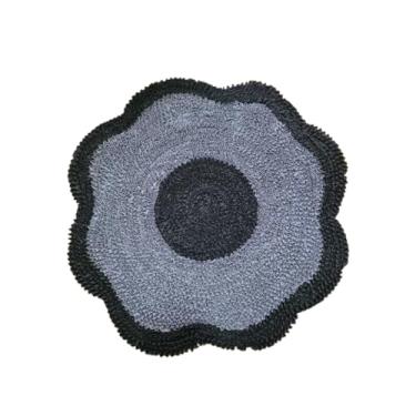 Imagem de Tapetes FruFru Flor Sala Quarto Cozinha Banheiro(Preto Com Cinza)