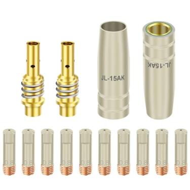 Imagem de Kit de acessórios de tocha de soldagem MIG/MAG 15AK com difusor de copo e suporte de ponta e pontas de contato de 0,8 mm para reparos automotivos