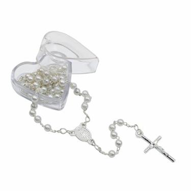 Imagem de Kit Terço Fé Proteção Delicadeza Presente Religioso Batizado Crisma Primeira Comunhão Lembrancinha Católica Pulseira Colar Oração Acessório (Colar Terço)