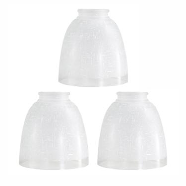 Imagem de Pacote com 3 peças de substituição de sombra de vidro fosco de linho branco, tampas de luz de ventilador de teto globos de vidro para candelabros de luzes de vaidade arandelas de parede, 4 cm tamanho ajustador, 12,7 cm de altura x 12,7 cm de diâmetro