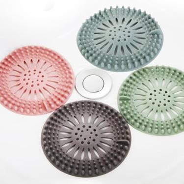 Imagem de Filtros de ralo de pia de banheiro, capas de ralo de chuveiro captador de cabelo, protetor de ralo flexível para banheira e peças de descarte de lixo