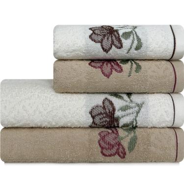 Imagem de Jogo de Toalhas 4 Peças Banho e Rosto 100% Algodão Karsten Encanto