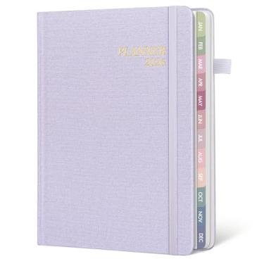 Imagem de Agenda 2026 semanal e mensal, janeiro de 2026 a dezembro de 2026, agenda agenda com abas coloridas mensais, bolso interno (14,7 cm x 21 cm, roxo)