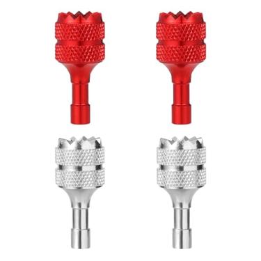 Imagem de 4 peças de controle de drone, joystick de controle de drone de alumínio, substituição removível compatível com acessórios de controle inteligente DJI Mini 3 Pro DJI RC (prata, vermelho)