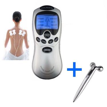 Imagem de Kit 2 Prod. Aparelho Fisioterapia Acupuntura Tens E Fes Portátil Cx E Mini Rolo De Massagem Prata