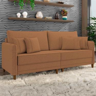 Imagem de Sofá 2 Lugares Living 172cm Pé Madeira Zoe Linho Terracota Z08 - Mpozenato
