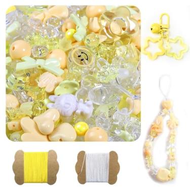 Imagem de Contas de acrílico sortidas de 500 g, 600 a 760 peças, contas fofas para fazer joias, 10 m, 0,8 mm, tira de nylon, flor, estrela, urso, arco, estética, kawaii, berloques para pulseira, colar faça você