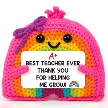 Imagem de Presentes de agradecimento de professores para mulheres, homens, aniversário, Natal, crochê, arco-íris, decoração de mesa, creche, pré-escola, jardim de infância, presente de agradecimento primário