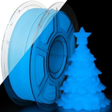Imagem de iSANMATE Filamento de impressora 3D azul brilhante, filamento que brilha no escuro, filamento PLA 1,75 mm, ideal para decorações de Halloween, Natal e outono de abóbora, 1 kg/carretel