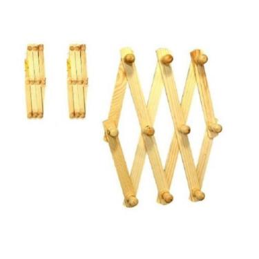 Imagem de Kit 2 cabide parede sanfonado madeira - Valiz