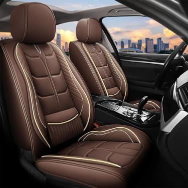 Imagem de Capas de assento de carro personalizadas para Toyota Sequoia 2001-2025, resistente à água e animais de estimação | Couro PU premium | Conjunto completo de 5 lugares, café