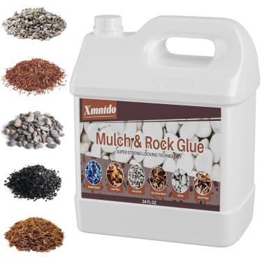 Imagem de Cola de rocha, cola de cobertura morta 970 ml, adesivo de secagem rápida para rochas de paisagismo, estabilizador de cascalho de ervilha de seixos pequenos, fichário de cobertura de paisagem para