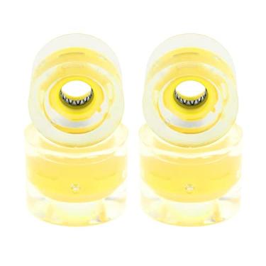 Imagem de Pacote com 4 rodas de skate longboard para crianças, rodas flash de 60 mm 78A, material PU, para andar de rua, skate elétrico, mini cruiser, rolamento ABEC-9, substituição - amarelo