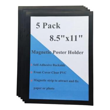 Imagem de Suporte magnético para placa de parede de 21,5 x 28 cm, suporte de parede autoadesivo, moldura magnética para janela de documentos, porta/geladeira, porta-documentos para loja de escritório doméstico