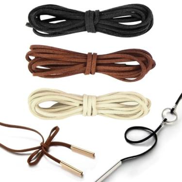 Imagem de 3 peças de cordão de couro de camurça, cordão de couro para fazer joias, miçangas, sapatos, colar, pulseira, artesanato DIY (3 cores, 3 mm x 5 jardas)