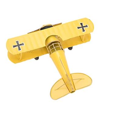 Imagem de HEEPDD Modelo de Avião retrô, Delicado Delicado de Manutenção de Artesanato Biplano de Metal Vintage Ornamento de Avião de Ferro Forjado para Decoração de Decoração Caseira Ornamento (Amarelo)