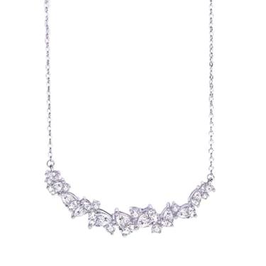 Imagem de Colar de diamante de flor para mulheres, joias delicadas com pingente de zircônia cúbica, presentes para aniversário, casamento e aniversário, one size, Metal, Zircônia cúbica