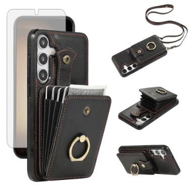 Imagem de Asuwish Capa de celular para Samsung Galaxy S25 FE 5G capa carteira celular com protetor de tela de vidro temperado e alça transversal anel suporte RFID cartão de crédito S 25 EF S25FE 25S 25FE