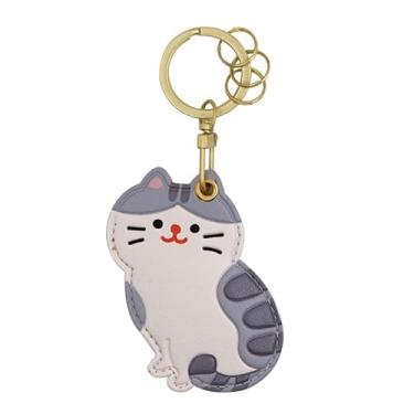 Imagem de Capa MC Fashion de couro PU compatível com AirTag, estojo de rastreador GPS fofo de gato e cachorro de estimação, chaveiro (pelo curto britânico)