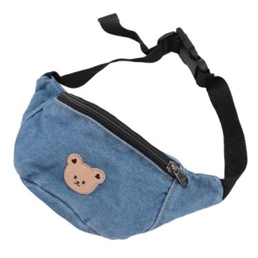 Imagem de TOPINCN Bolsa de Cintura Infantil Com Design de Urso Fofo, Pochete de Lona para Meninos e Meninas Com Alça Ajustável e Fecho de Zíper para Corrida, Acampamento e Viagem (azul claro)