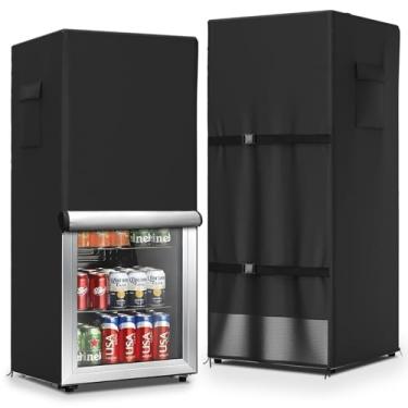 Imagem de COSHNIBI Capa de geladeira, capa de geladeira externa à prova d'água com zíper duplo e enrolável, adequada para proteger freezers/refrigeradores de bebidas verticais (58 cm C x 58 cm L x 146 cm A)