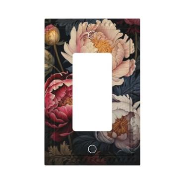 Imagem de HLCoChT Capa decorativa para interruptores de luz A Symphony of Peony Hues 1 Gang Rocker Outlet Placa decorativa para interruptores de luz GFCI