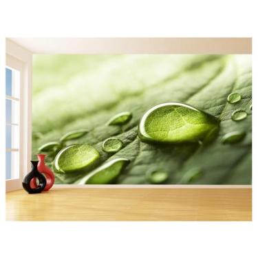 Imagem de Papel De Parede 3D Folhas Delicadas Água Gota 3,5M Nfl268 - Você Decor