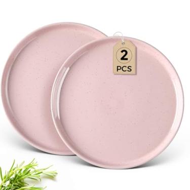 Imagem de AmorArc Conjunto de 2 pratos de cerâmica, esmalte Reactiv, conjunto de pratos de 20 cm para cozinha, sobremesa, salada, aperitivo, pequenos pratos de jantar, seguro para micro-ondas e lava-louças