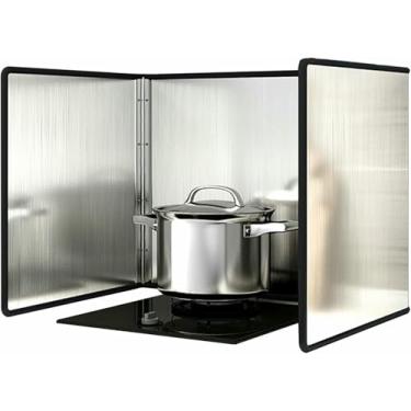 Imagem de HYUIO Protetor contra respingos de graxa a óleo, protetor dobrável contra respingos de fogão, protetor de tela contra respingos de aço inoxidável antirespingos