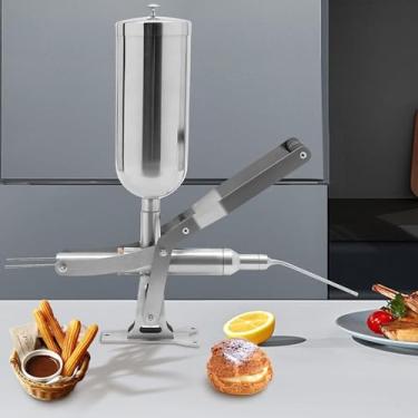 Imagem de JYXYXSCP Enchimento manual de donuts com tubos de enchimento, máquina de enchimento de sobremesa de aço inoxidável para churro, máquina de enchimento de rosquinhas para cozinha de restaurante
