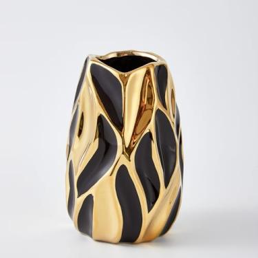 Imagem de OTARTU Vaso de cerâmica preto para flores, vaso de flores moderno, decoração de casa, vaso pequeno, vaso de cerâmica para vaso decorativo de grama de pampa, para mesa de café de fazenda, estante de