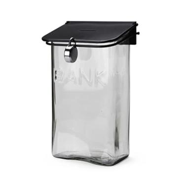 Imagem de ZABEES Cofrinho de vidro retrô de grande capacidade para acesso fácil a ornamentos de moedas