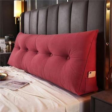 Imagem de Almofada triangular grande de leitura, cabeceira de dormitório, encosto de cama, suporte de posicionamento para encosto, almofada de descanso de cama com capa removível, tamanho casal